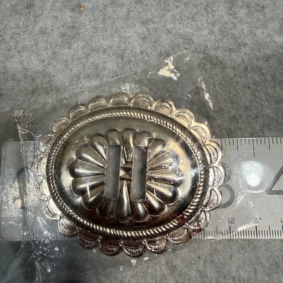 Vintage Silver Tone Belt Buckle Blank Oval Western Craft DIY NOS Scalloped Edge - Picture 4 of 13